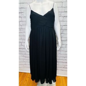 Mac Duggal Womens Black Faux Wrap Sleeveless Flowy Midi Dress Size XL